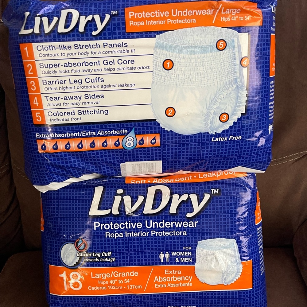 36 count Live Dry adult diapers